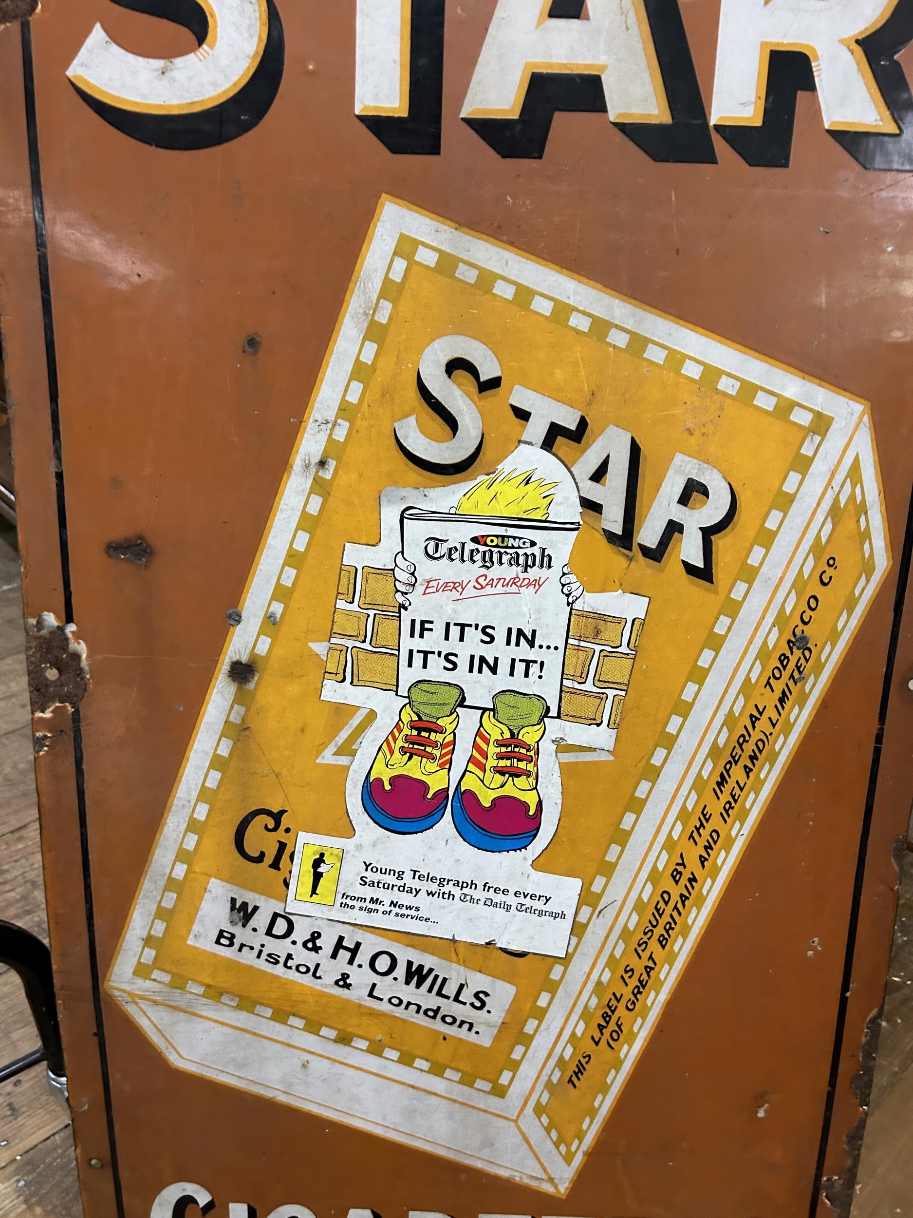 An enamel sign, Wills's Star Cigarettes, 46 x 36 cm - Image 2 of 3