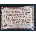 An early 20th century sampler, signed Adele Botturain, dated 1906, 39 x 57 cm