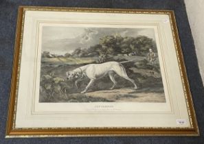 A 19th century style print of a dog, September, 46 x 56 cm and its pair, October (2)