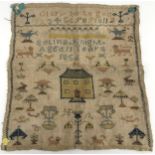 A 19th century sampler, signed Selina Knight, aged 11, dated 1856, 35 x 33 cm