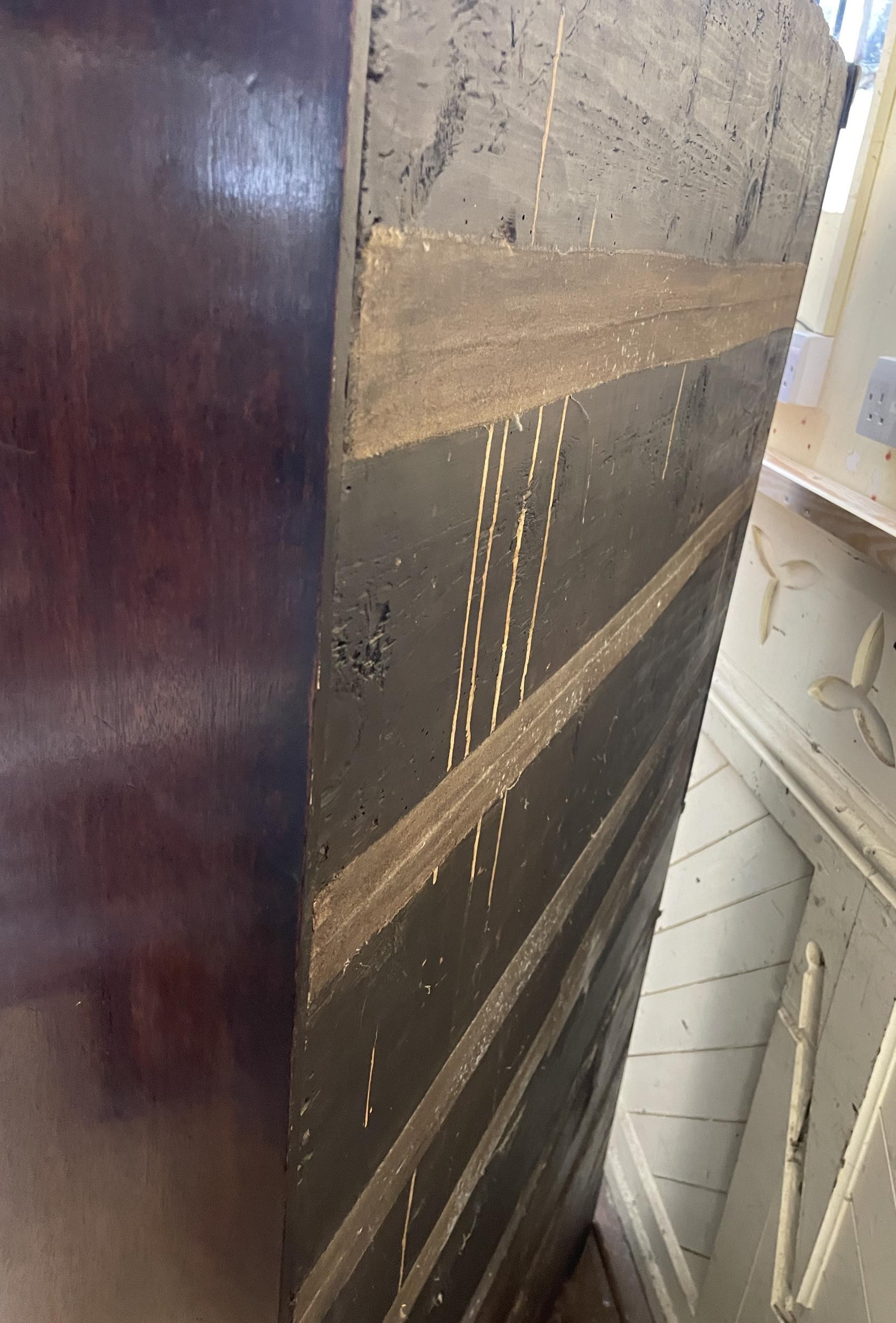 A 19th century mahogany kneehole desk, with a bookcase top having a pair of panel doors, opening - Image 8 of 9