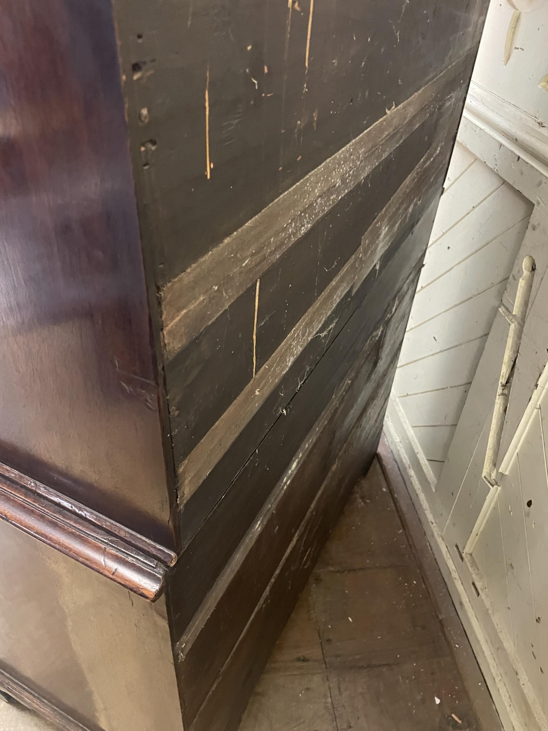 A 19th century mahogany kneehole desk, with a bookcase top having a pair of panel doors, opening - Image 9 of 9