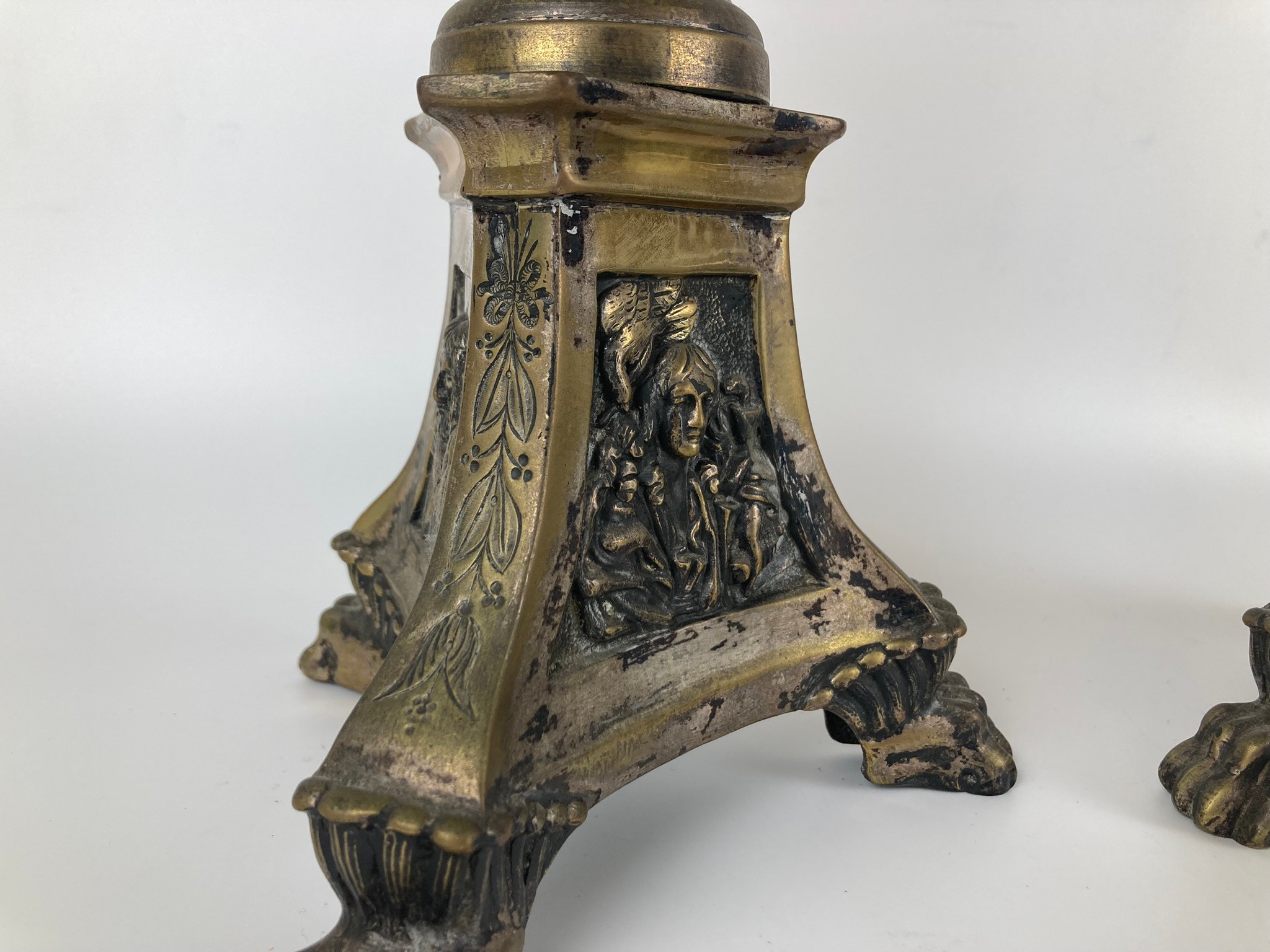 A pair of brass pricket candlesticks, 62 cm high - Image 2 of 3