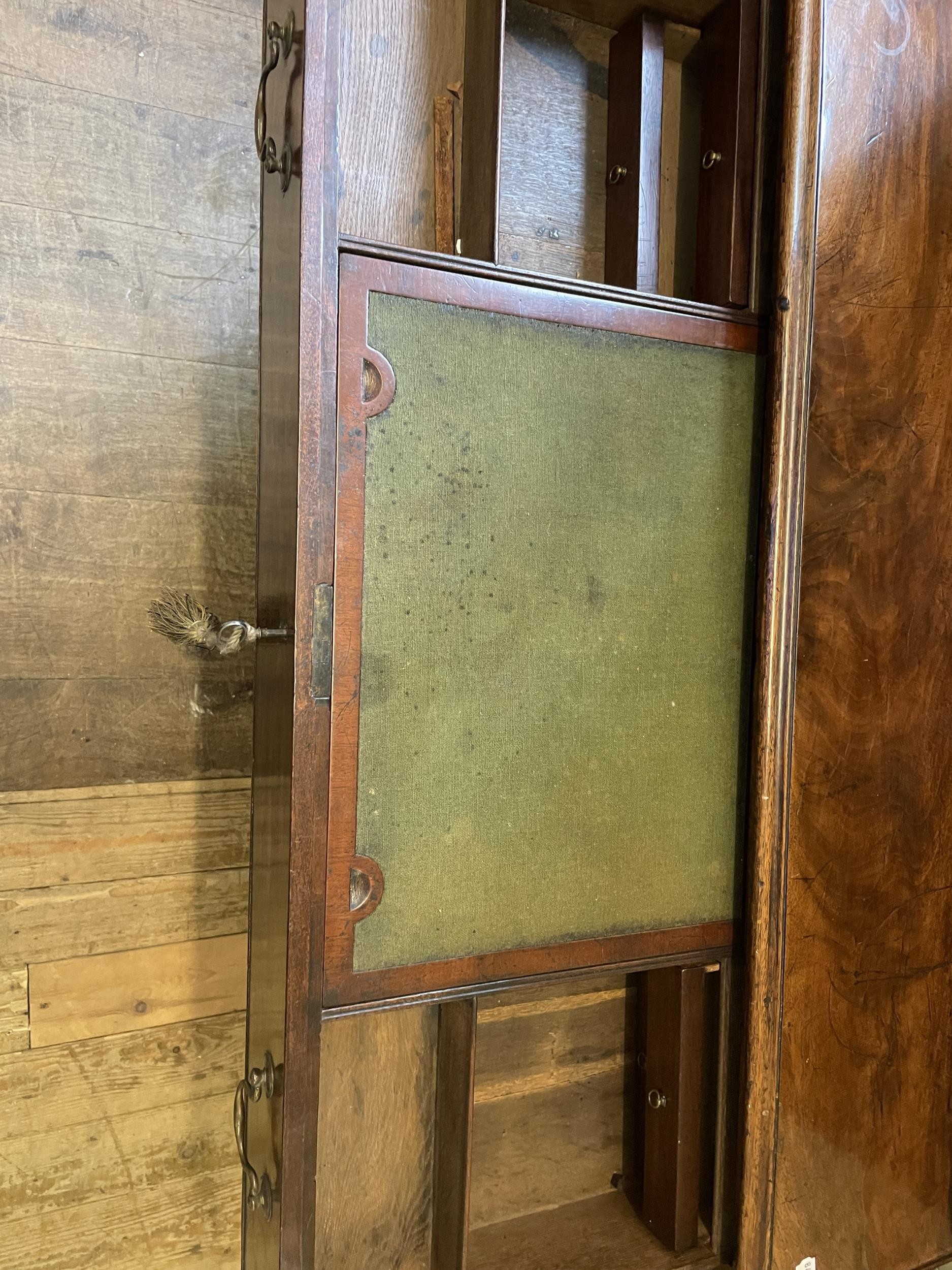 A 19th century mahogany kneehole desk, with a bookcase top having a pair of panel doors, opening - Image 4 of 9