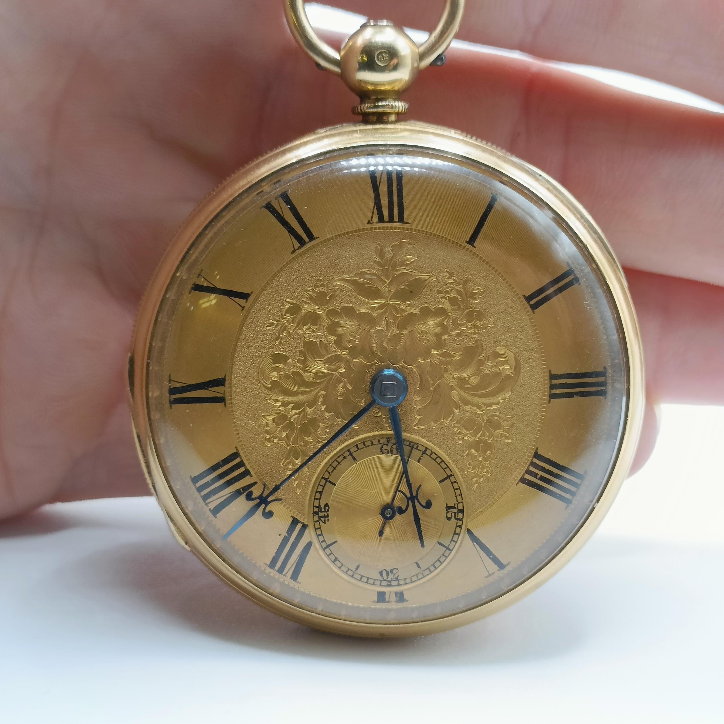 An 18ct gold open face pocket watch, by F Whiteway of Ulverston, and an associated key (2) All in - Image 2 of 9