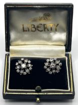 A pair of diamond floral stud earrings, in a Liberty's box