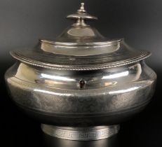 A George III silver oval tea caddy, London 1807, 14.7 ozt