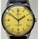 A gentleman's stainless steel Omega Seamaster 600 wristwatch, with an unusual yellow dial, on a