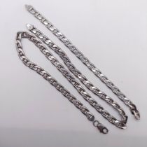 A silver coloured metal necklace, and a matching bracelet, stamped 925 (2)