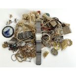 A ladies stainless steel Skagen wristwatch and assorted costume jewellery
