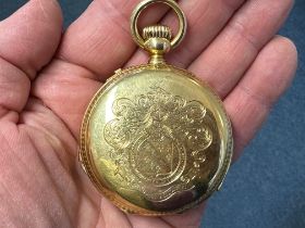 A fine late 19th century gold repeating hunter pocket watch, the enamel dial signed AD LANG ET
