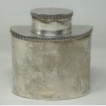 An Edward VII silver oval caddy, London 1905, 3.7 ozt