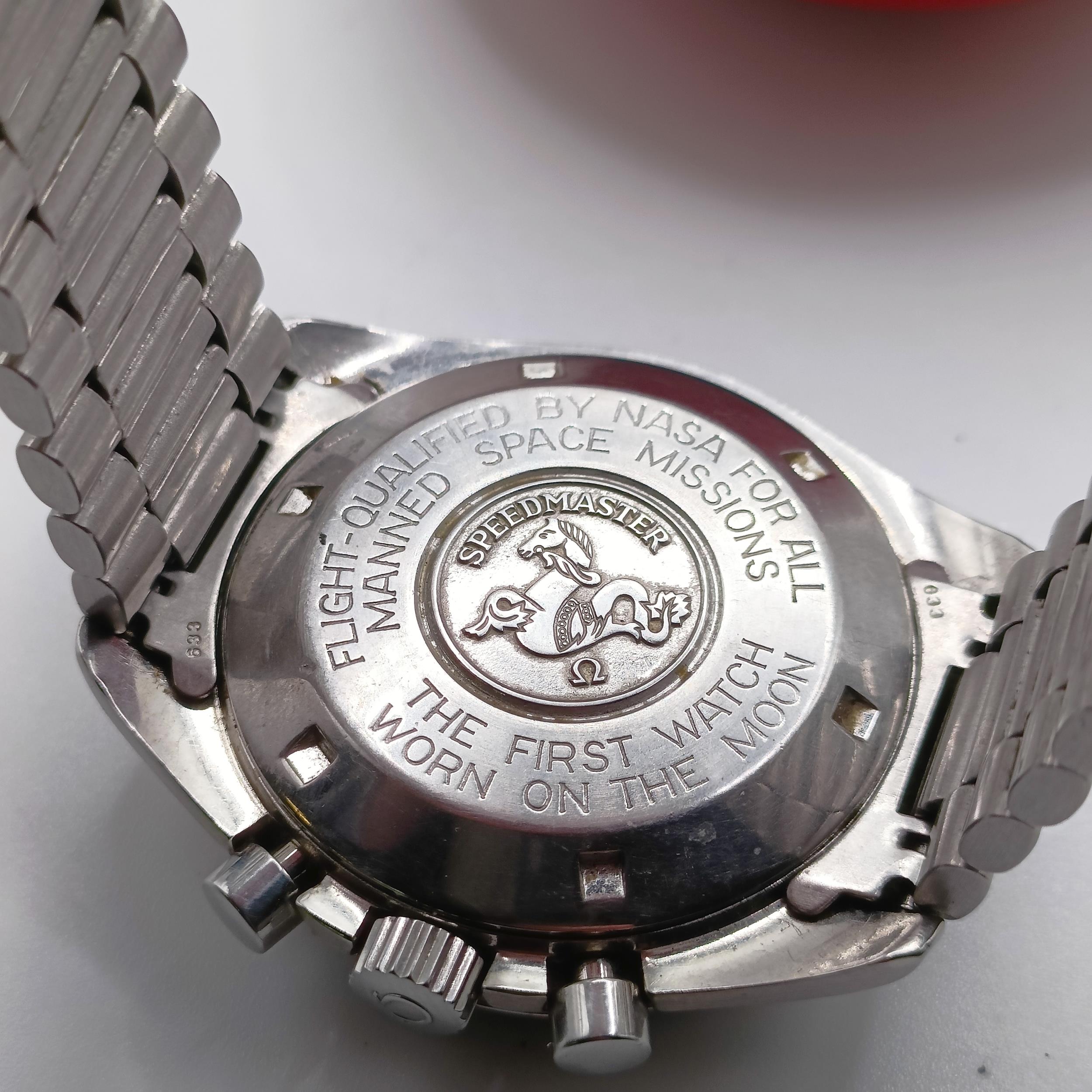 A gentleman's stainless steel Omega Speedmaster Professional Chronograph Moon watch, manual wind - Bild 7 aus 10