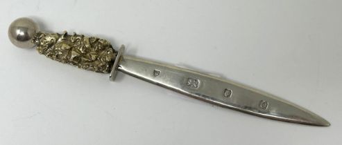 An Elizabeth II silver and silver gilt letter opener, London 1988, 3.7 ozt no obvious faults