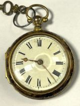 An 18th century pair cased pocket watch, the enamel dial with Roman numerals, the movement signed