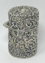 A silver cased glass perfume bottle, marked Hardy Bros, Sydney, Birmingham 1901