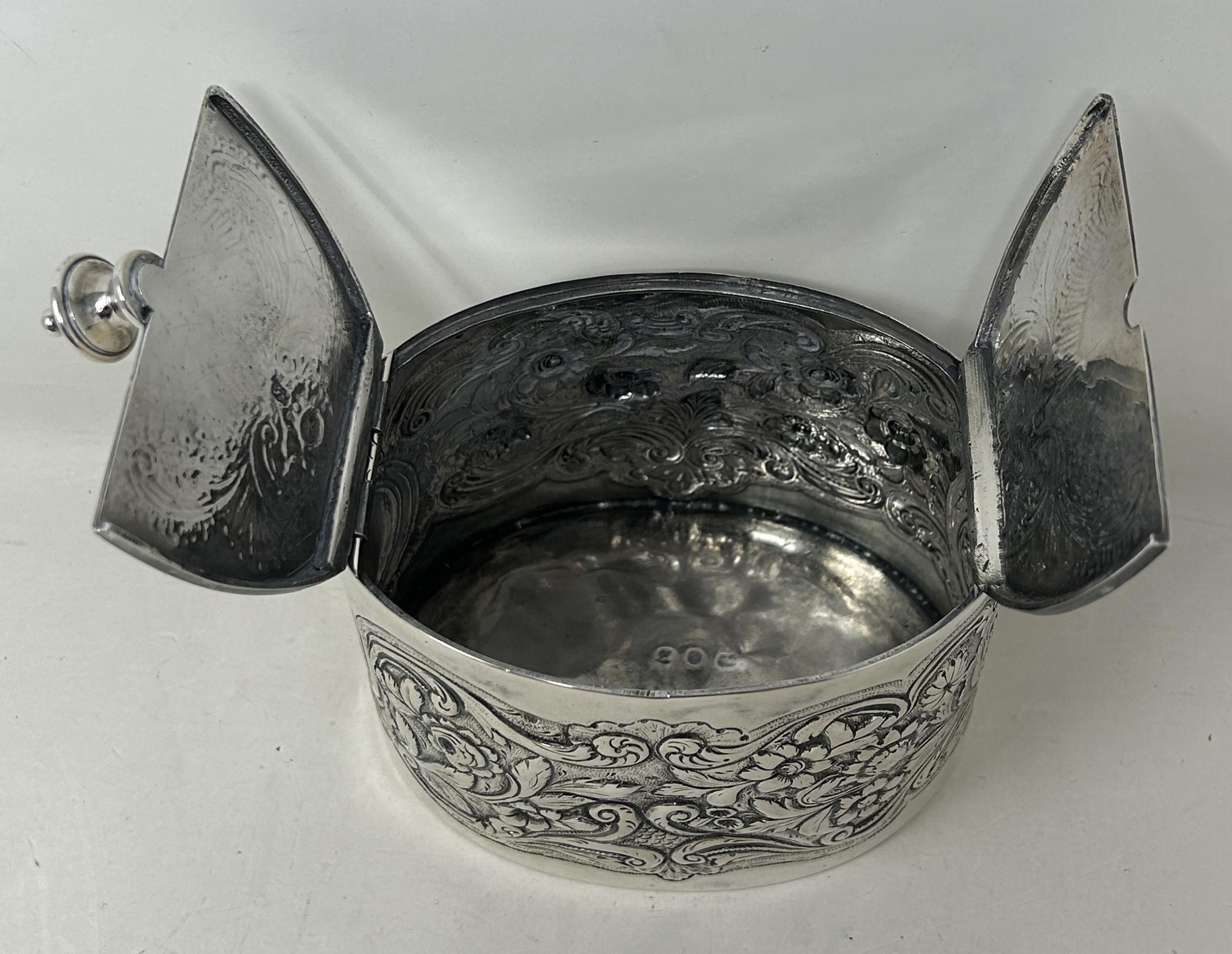 A George III silver oval caddy, London 1777, 13.1 ozt decoration probably later - Image 4 of 8