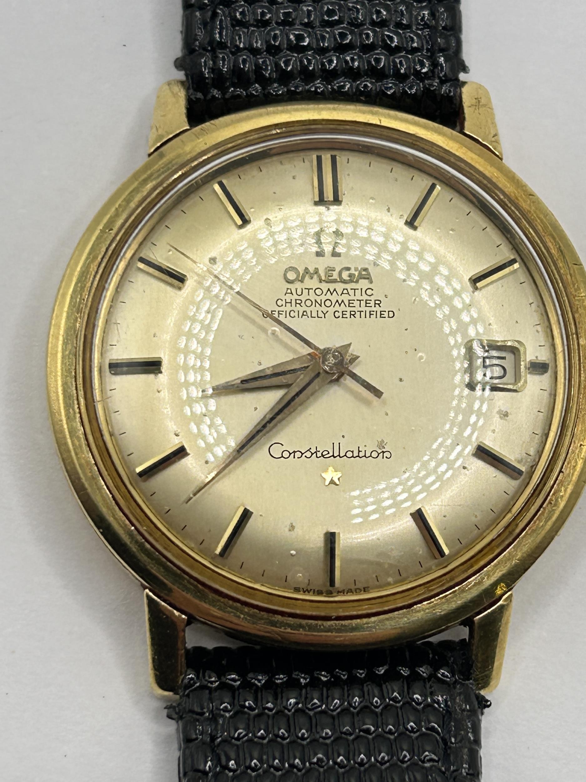 A gentleman's 18ct gold Omega Constellation Automatic Chronograph wristwatch, on a later strap - Image 5 of 5