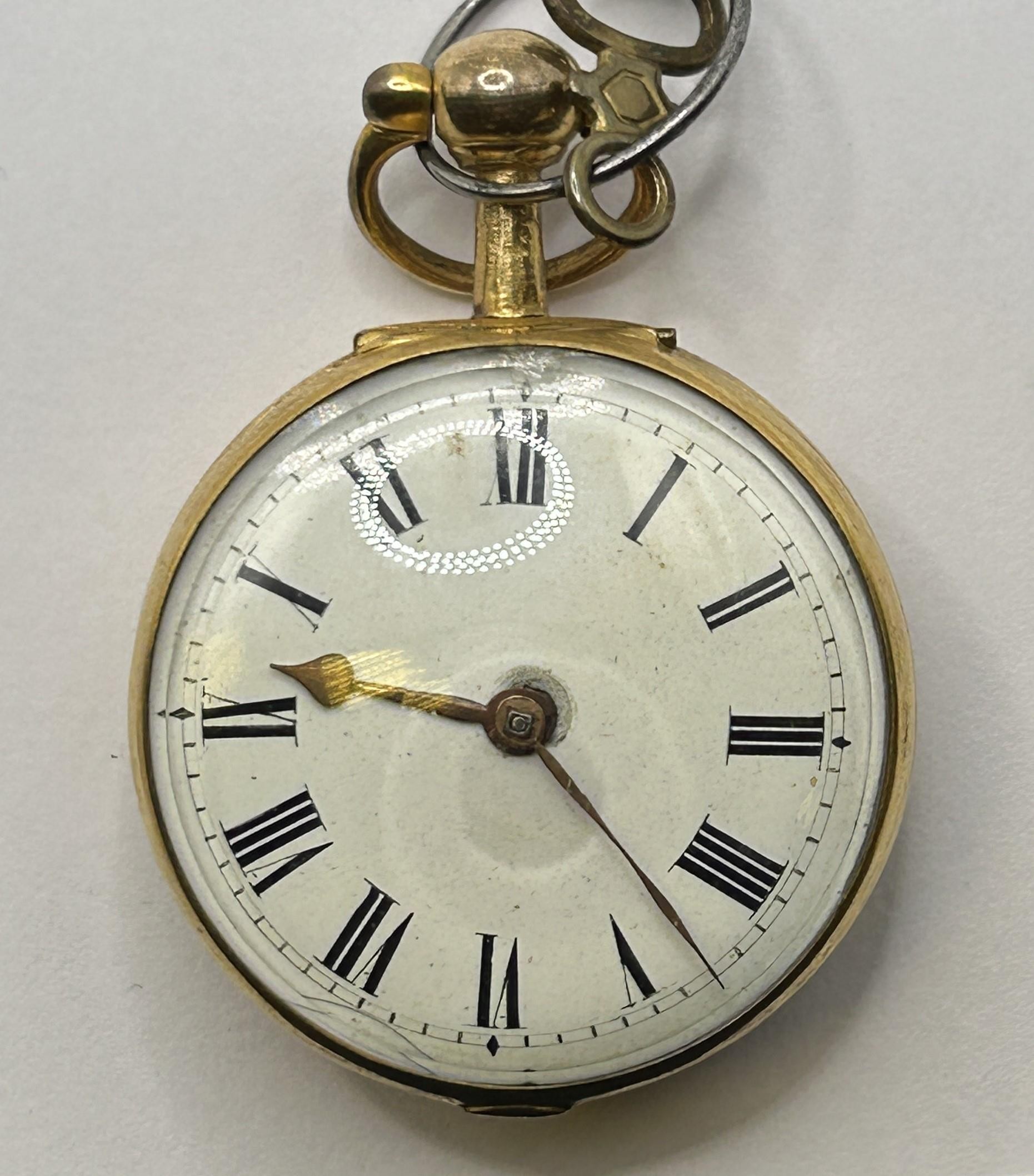 An 18th century pair cased pocket watch, the enamel dial with Roman numerals, the movement signed - Image 7 of 9