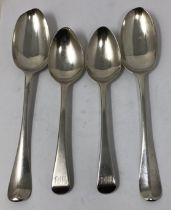 A pair of George III Old English pattern spoons, and another pair, 5.7 ozt (4)