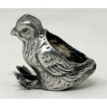 A silver coloured metal novelty pin cushion, in the form of a chick, 6.6 g, 2 cm wide