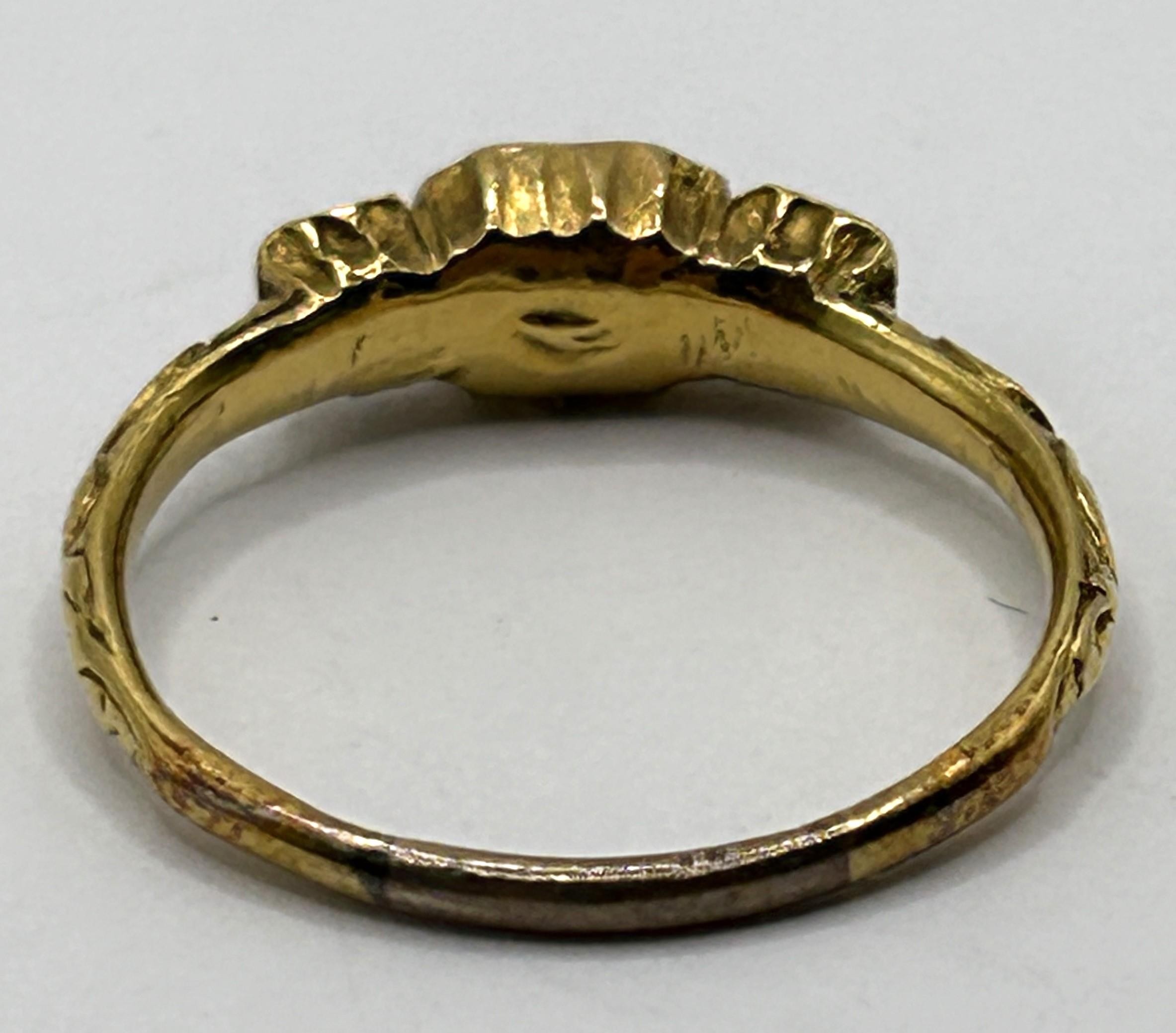 A 19th century red stone, possibly spinnel and diamond ring, in a vintage jewellery box Ring out - Image 3 of 4