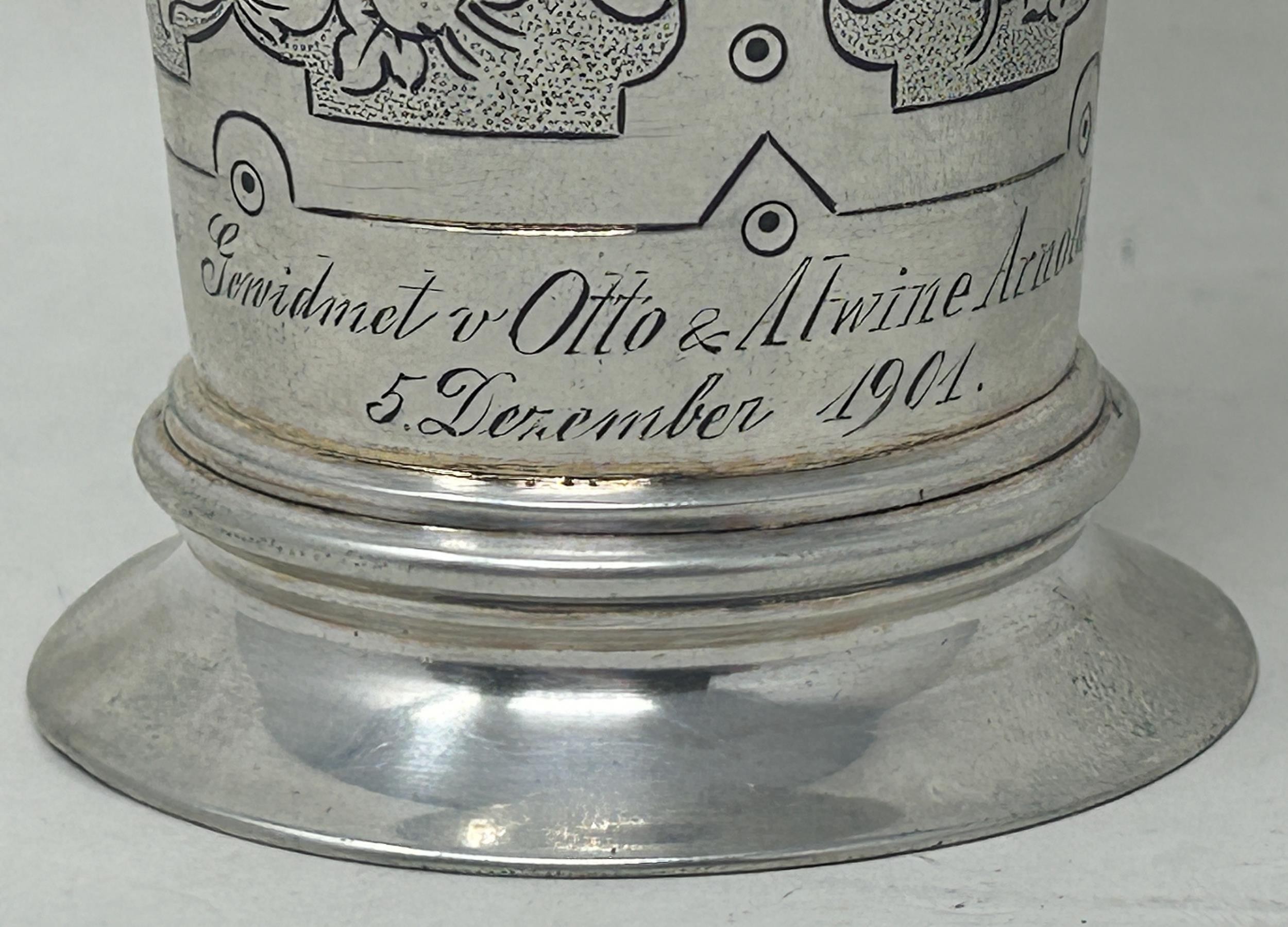 A Continental silver coloured metal beaker, inset with coins, .800 6.4 ozt - Image 9 of 9