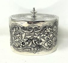 A George III silver oval caddy, London 1777, 13.1 ozt decoration probably later