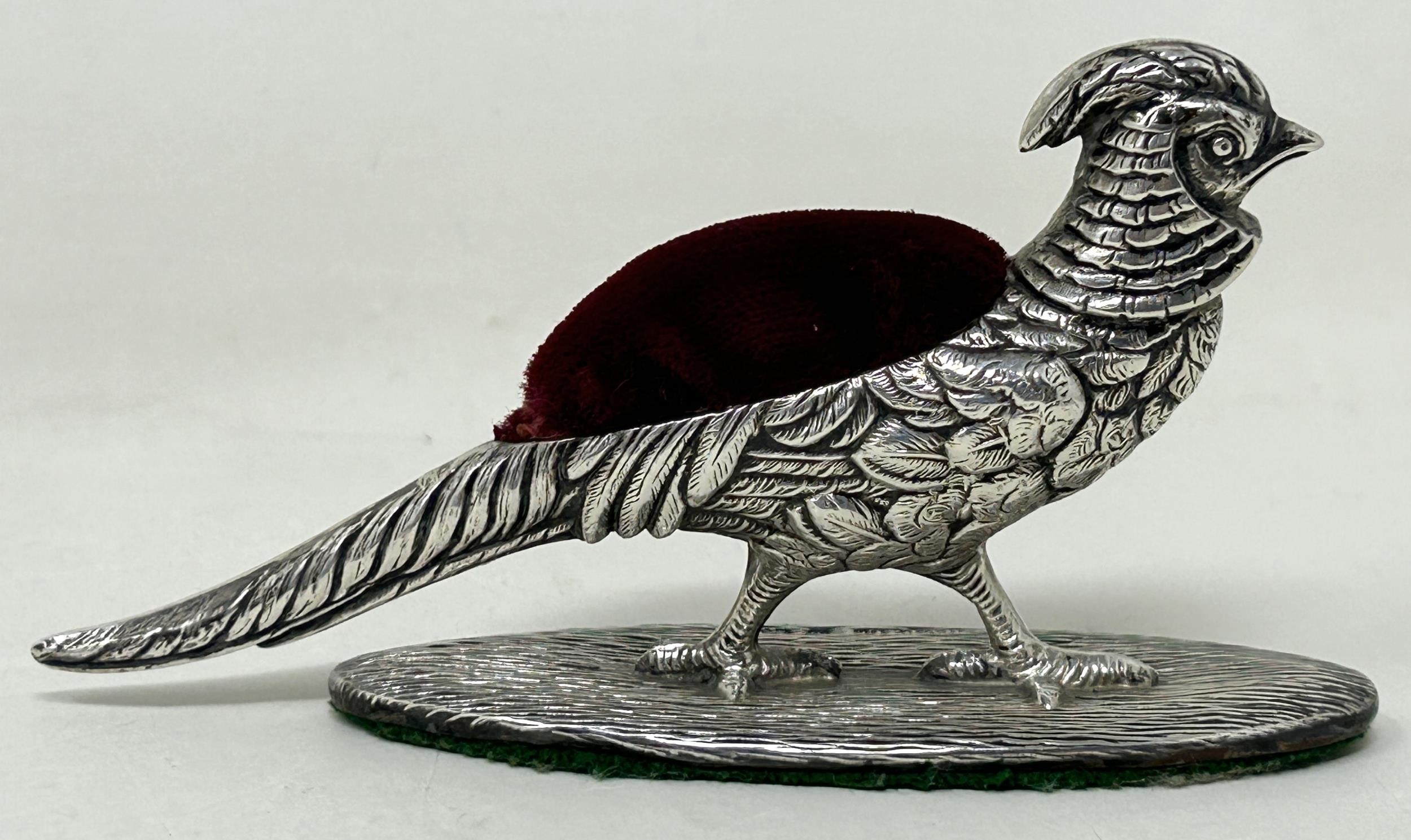 An Edward VII silver novelty silver pin cushion, in the form of a pheasant, by H V Pithney & Co, - Image 4 of 4