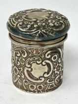 An Edward VII silver cylindrical box and cover, Sheffield 1901, 1.5 ozt