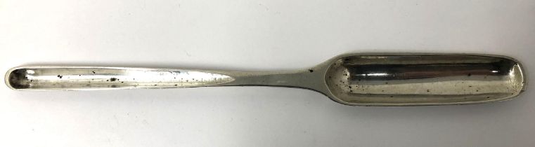 An 18th century silver coloured metal marrow scoop, makers mark only, 1.4 ozt