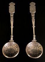 A pair of Continental silver coloured metal spoons (2)