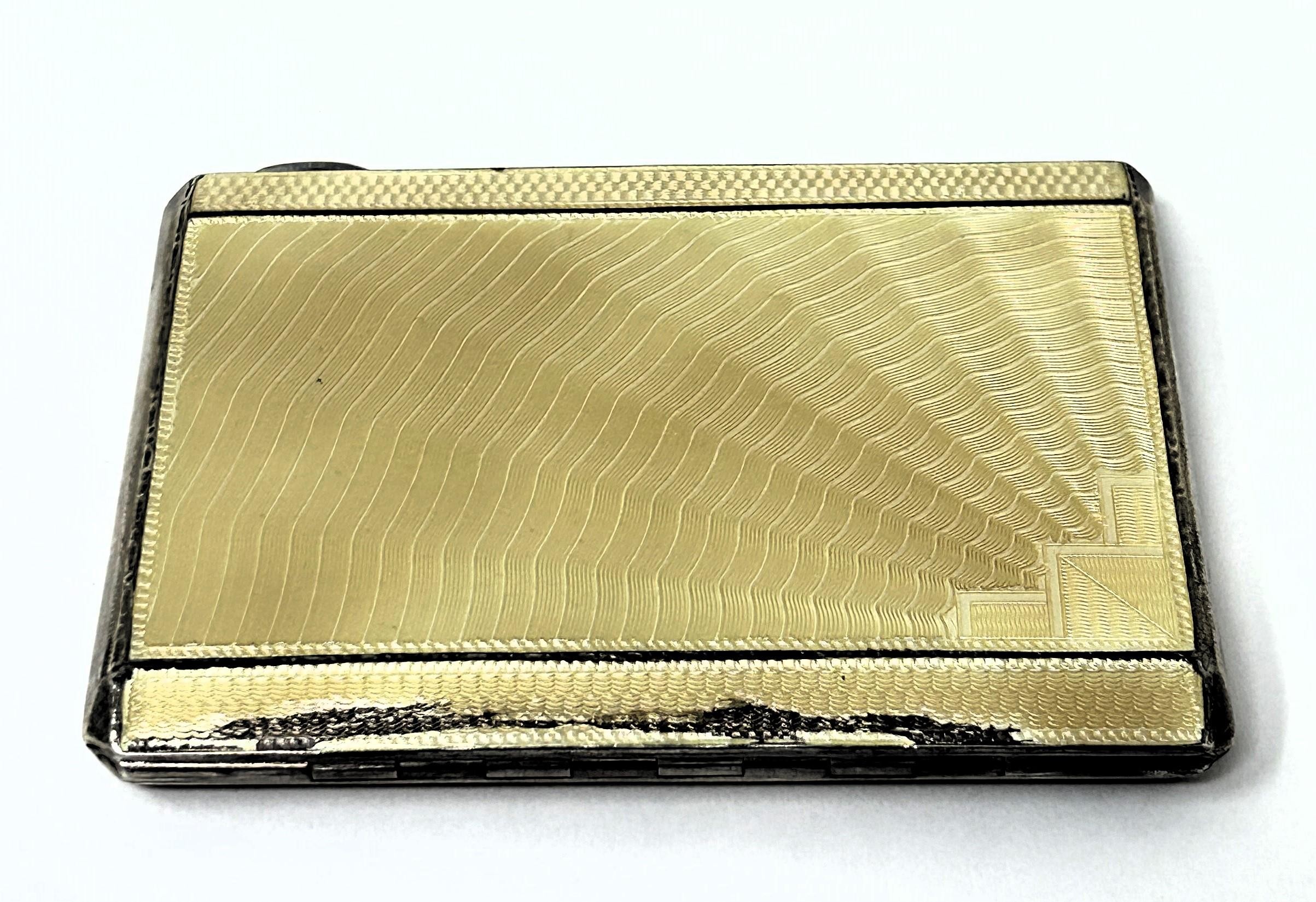 A George V silver and yellow enamel cigarette case, Birmingham 1932 - Image 2 of 6