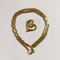 An Italian 9ct gold chain, 8.6 g, and a gold plated pendant (2)