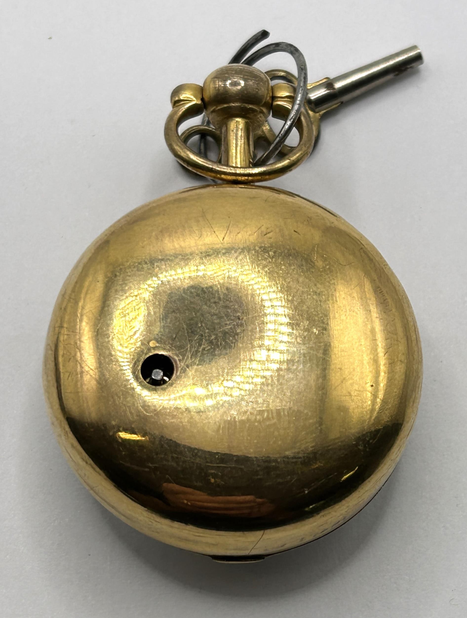An 18th century pair cased pocket watch, the enamel dial with Roman numerals, the movement signed - Image 6 of 9