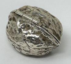 A rare William IV silver nutmeg holder, in the form of a walnut, London 1833