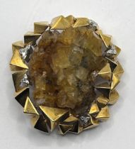 An 18ct gold, diamond and crystalised rock brooch, by Gllian E Packard, in original box Brooch