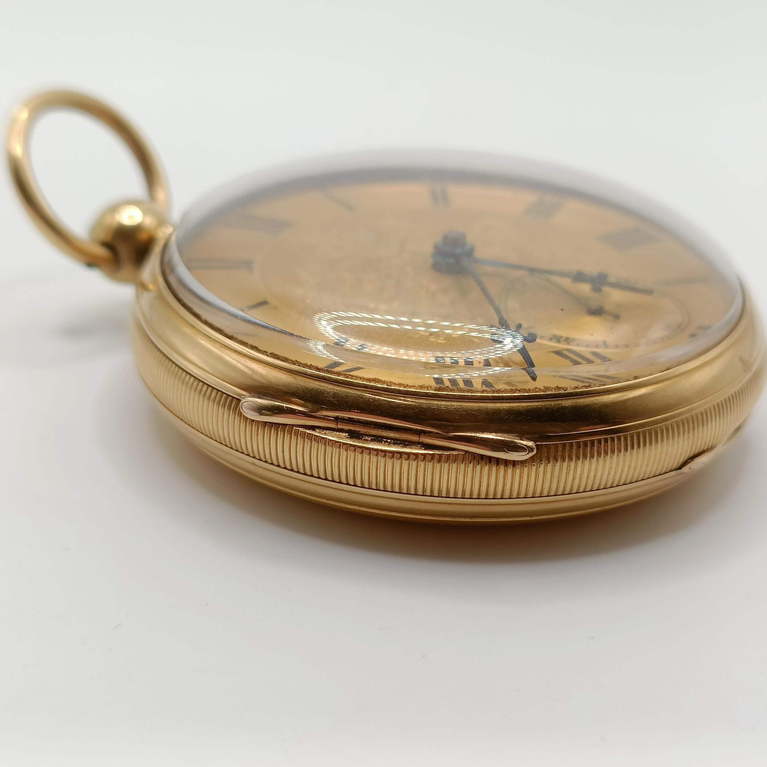 An 18ct gold open face pocket watch, by F Whiteway of Ulverston, and an associated key (2) All in - Image 3 of 9