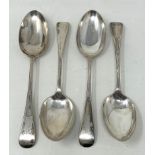 A set of four Victorian Old English pattern serving spoons, by John Rounde & Son Ltd, London 1892,