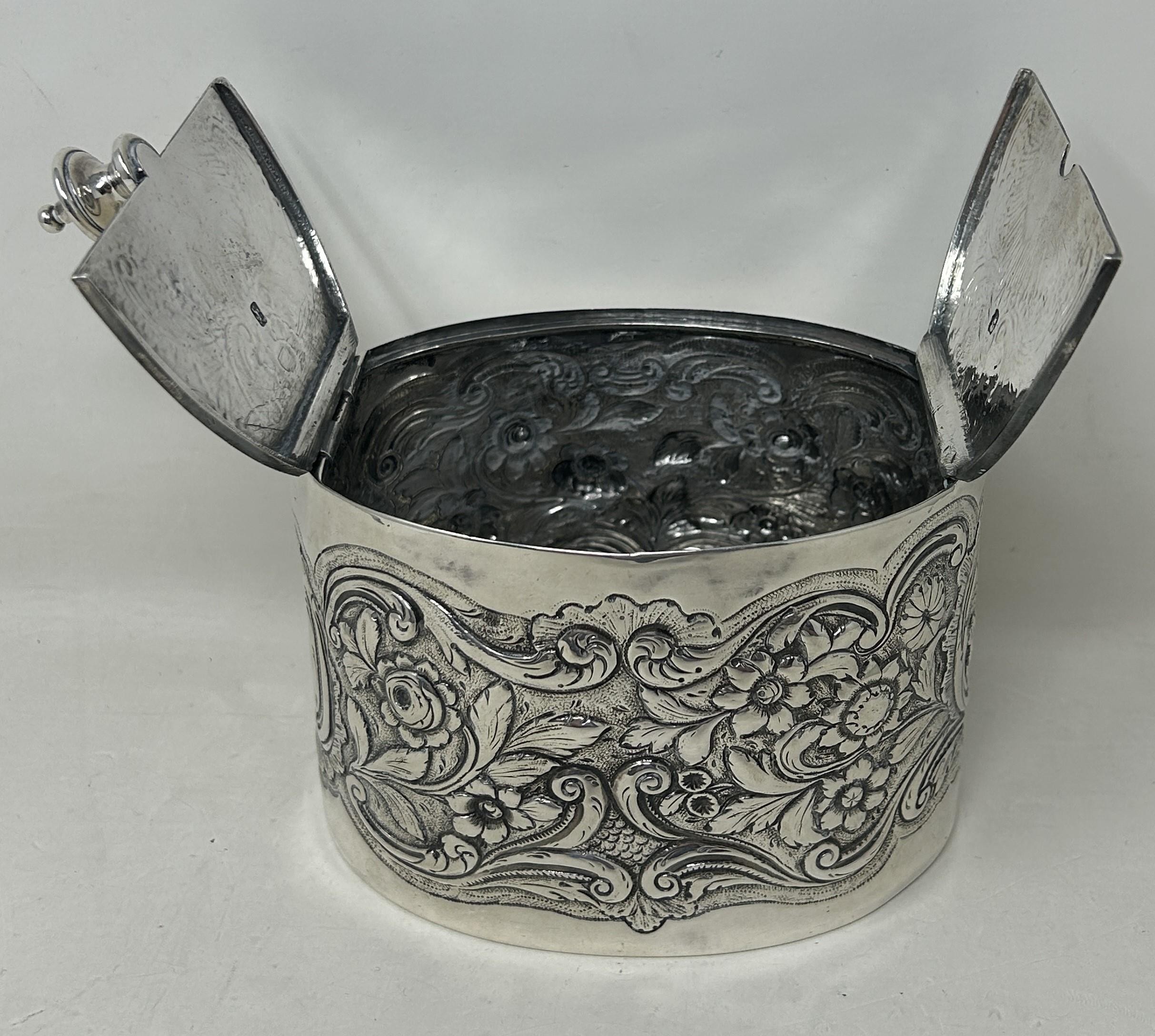 A George III silver oval caddy, London 1777, 13.1 ozt decoration probably later - Image 3 of 8