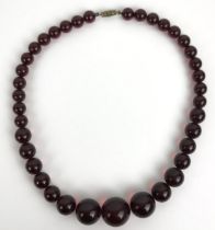 An amber bead necklace