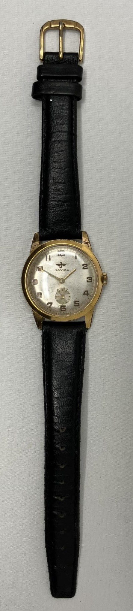 A gentleman's gold plated Jovial wristwatch, on a later leather strap - Image 2 of 2