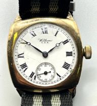 A gentleman's 9ct gold Waltham wristwatch, on a modern strap