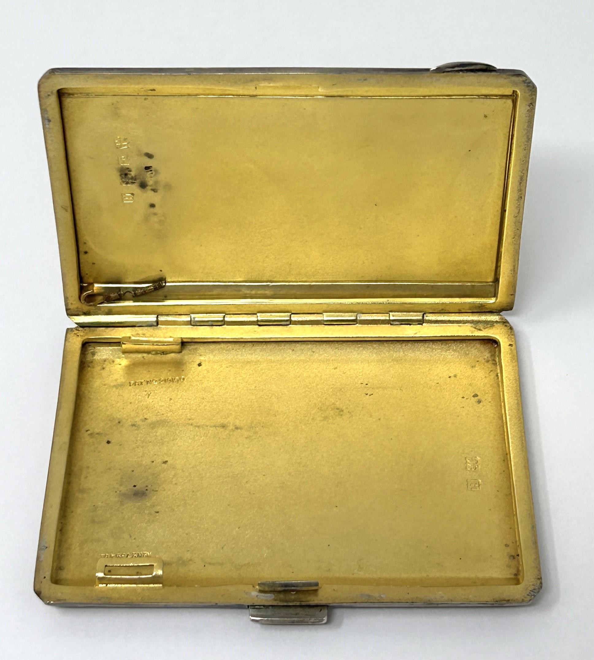 A George V silver and yellow enamel cigarette case, Birmingham 1932 - Image 4 of 6