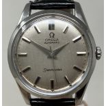 A gentleman's stainless steel Omega Seamaster Automatic wristwatch, on a later leather strap