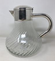 A silver plated and glass Pimm's or lemonade jug, with a removable glass flask, 24 cm high good