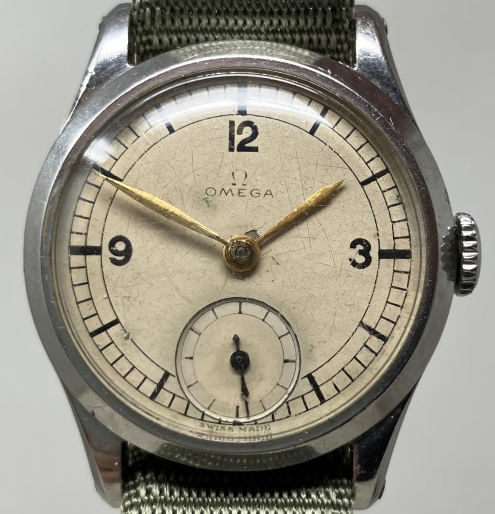 A ladies stainless steel Omega wristwatch, with a later fabric strap