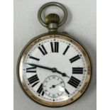 A silver plated open face pocket watch