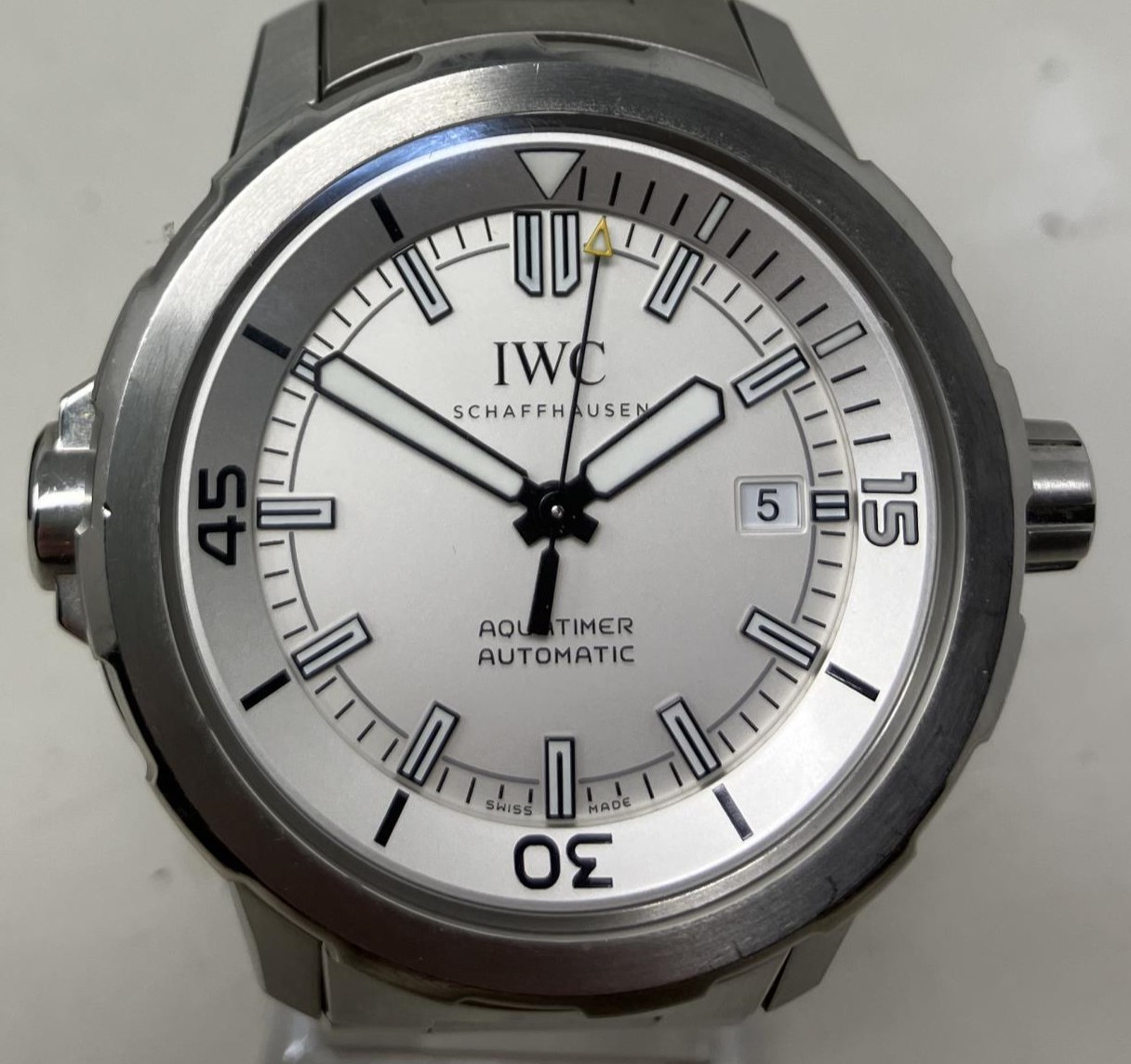 A gentleman's stainless steel IWC Aquatimer Automatic wristwatch, on a steel strap, boxed, with