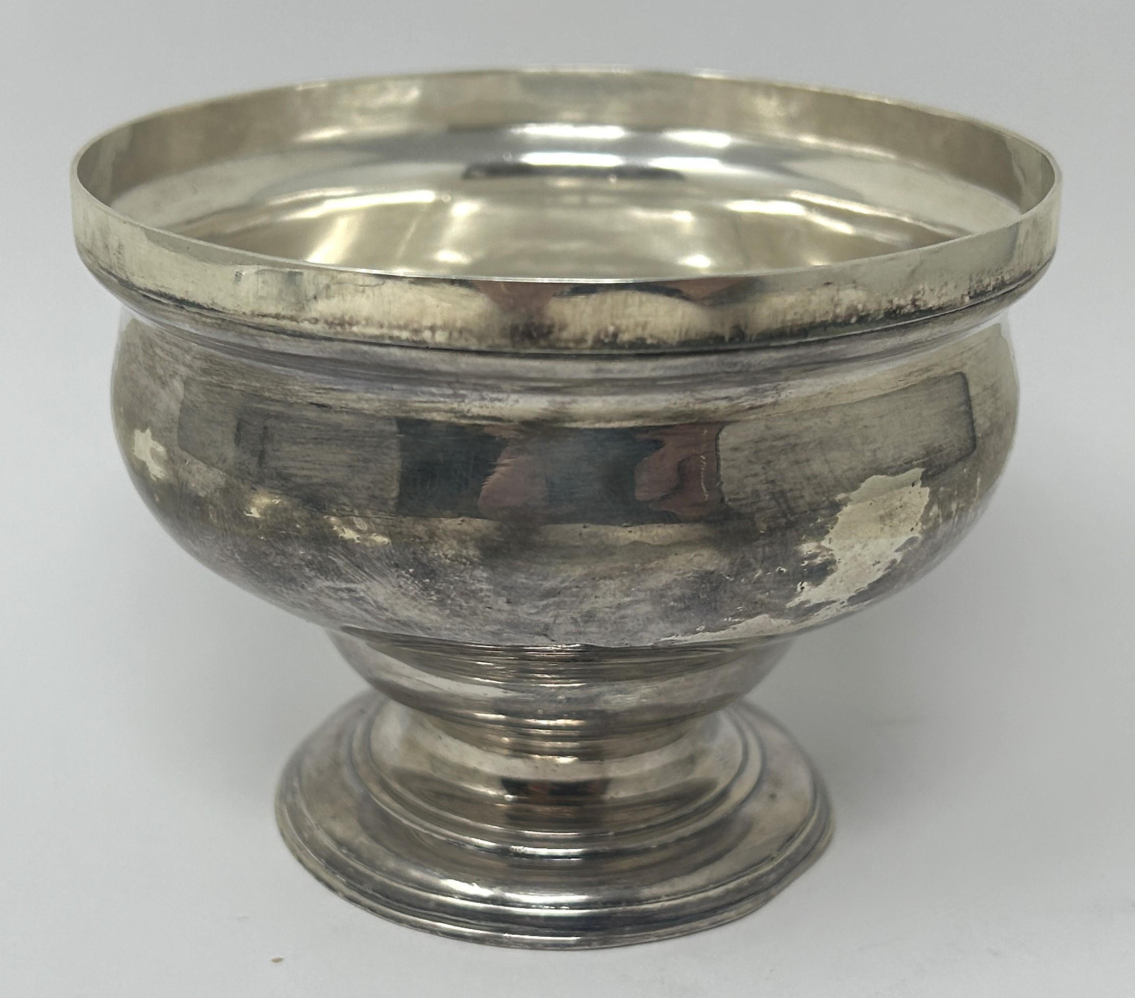An 18th century silver pedestal bowl, marks rubbed, 6.7 ozt - Image 3 of 5